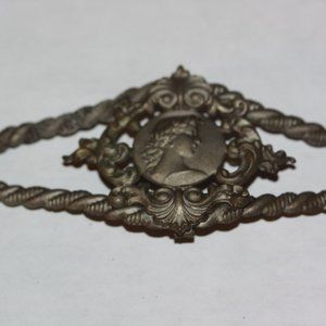Antique Victorian Woman Metal Clasp Cape Cloak Shawl Scarf Slide 4 1/2 inch